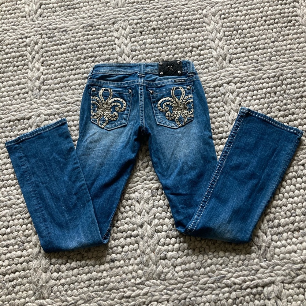 Miss Me fleur de lis embellished boot cut jeans